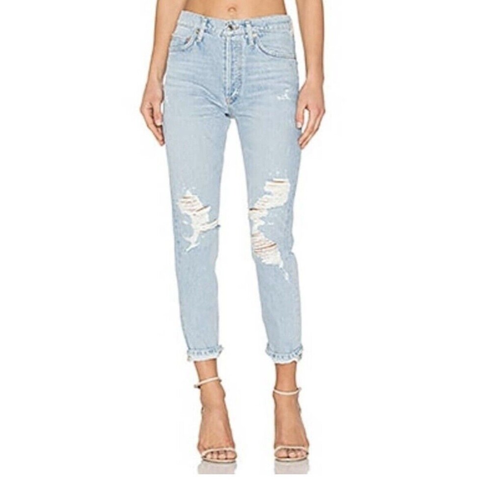 NWT AGOLDE Jamie High Rise Classic Evermore Lt Denim Premium Jeans Size 25